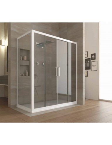 MAMPARA DE BAÑO PVC 1 METRO CRISTAL TEMPLADO 6MM